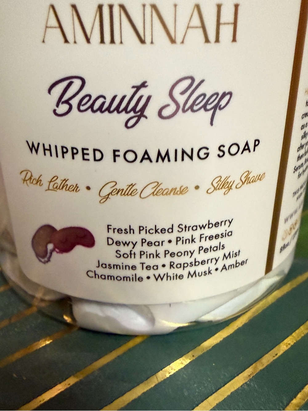 Aminnah Beauty Sleep Whipped Foaming Soap 8 oz Strawberry Pear Limited - Picture 2 of 7